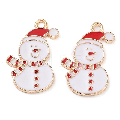 Christmas Theme Barrel Plating Alloy Enamel Pendants PALLOY-S192-01KCG-04-1