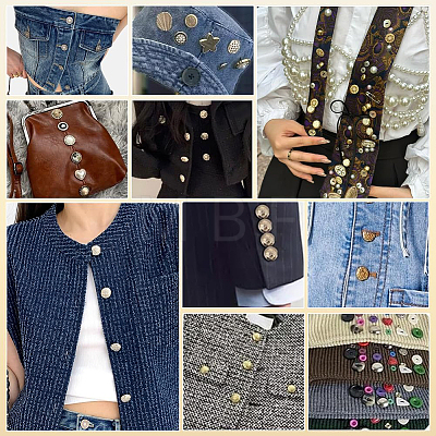 80Pcs 20 Styles 1-Hole Zinc Alloy Shank Buttons BUTT-PH0001-70-1
