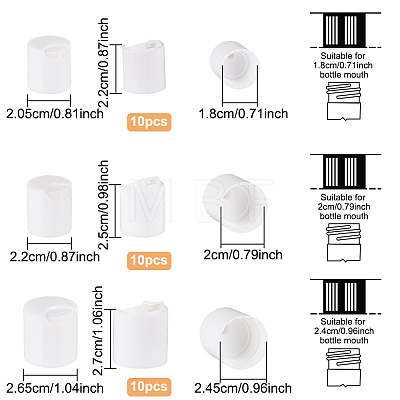 30Pcs 3 Style PP Plastic Press Caps AJEW-BC0003-83C-1