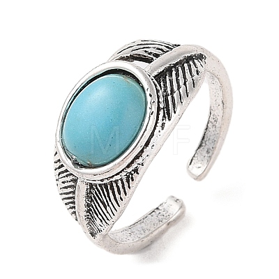 Oval Synthetic Turquoise Cuff Rings RJEW-B107-09AS-1