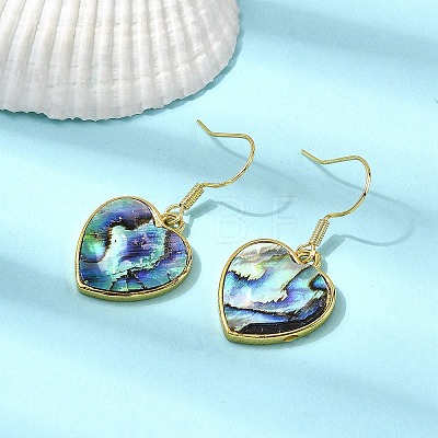 Brass Natural Paua Shell Dangle Earrings EJEW-M060-19D-G-1