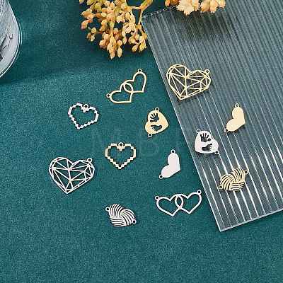 12Pcs 12 Style 201 Stainless Steel Connector Charms & Pendants STAS-SZ0002-65-1