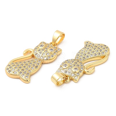 Brass Micro Pave Cubic Zirconia Pendants KK-P236-26G-1