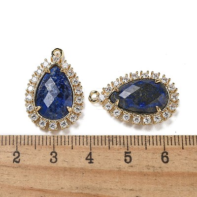 Natural Lapis Lazuli Faceted Teardrop Pendants G-I375-01G-15-1