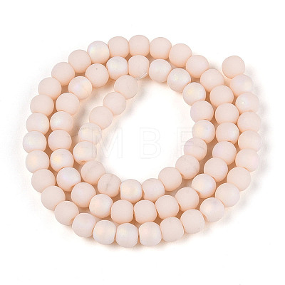 Frosted Opaque Glass Beads Strands GLAA-T032-P6mm-MBB09-1