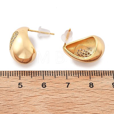 Teardrop Brass Micro Pave Clear Cubic Zirconia Stud Earrings EJEW-K286-07G-02-1