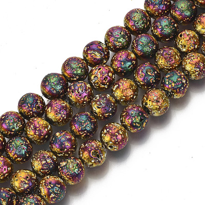 Electroplated Natural Lava Rock Beads Strands G-S352-30D-M-1