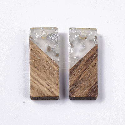 Transparent Resin & Walnut Wood Pendants RESI-Q210-007A-A02-1