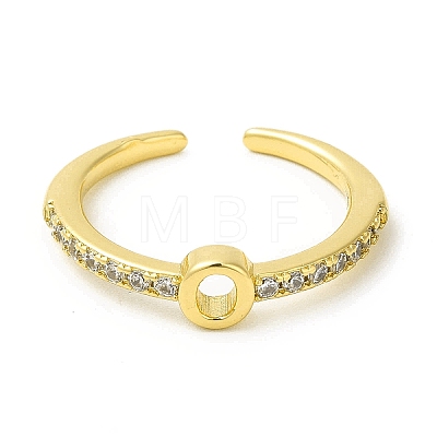 Clear Cubic Zirconia Initial Letter Open Cuff Ring RJEW-H120-09G-O-1