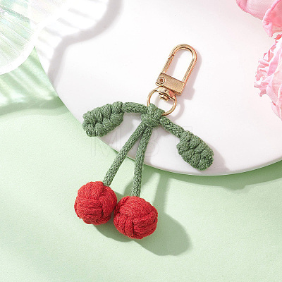 Cotton Cherry Pendants Decorations HJEW-TA00440-1