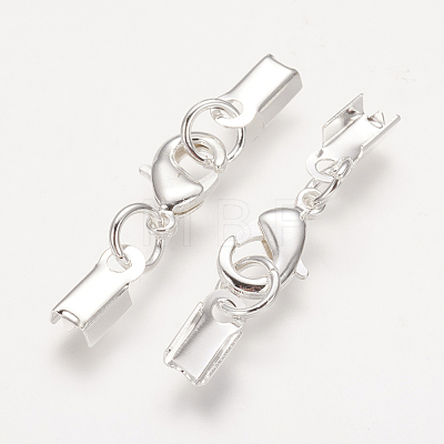 Clip Ends With Lobster Claw Clasps KK-G144-S-1