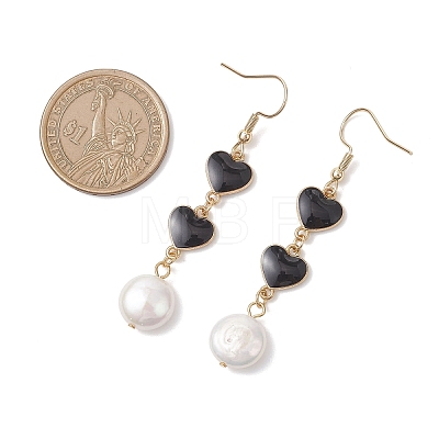 Natural Keshi Pearl Heart Dangle Stud Earrings EJEW-JE06725-1