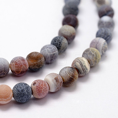 Frosted Natural Weathered Agate Beads Strands X-G-F367-8mm-07-1