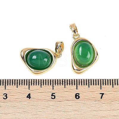 Natural Green Onyx Agate(Dyed & Heated) Pendants KK-U043-52G-01-1