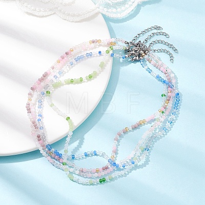Glass Round Beaded Necklace for Women NJEW-JN04479-1