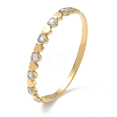 304 Stainless Steel & Glass Hinged Bangles for Women BJEW-Z178-05G-1