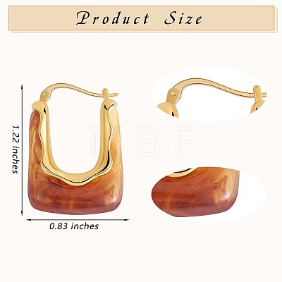 Acrylic Rectangle Thick Hoop Earrings JE1013B-1