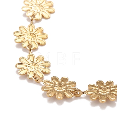 Enamel Daisy Link Chain Necklace NJEW-P220-01G-03-1