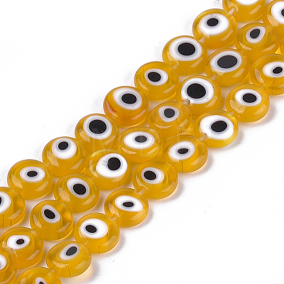 Handmade Evil Eye Lampwork Beads Strands X-LAMP-S191-02B-01-1