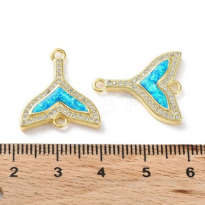 Rack Plating Brass Micro Pave Clear Cubic Zirconia Connector Charms KK-C041-28G-1