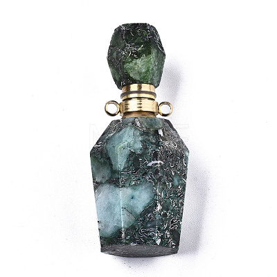 Assembled Synthetic Pyrite and Imperial Jasper Openable Perfume Bottle Pendants G-R481-15C-1