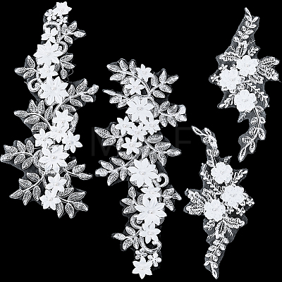 4Pcs 2 Styles Flower Polyester Embroidery Sew on Ornament Accessories PATC-GF0001-99-1