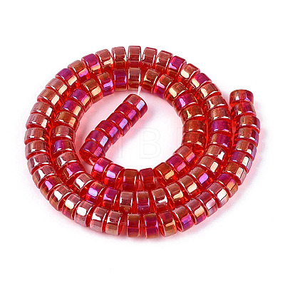 AB Color Plated Transparent Glass Beads Strands GLAA-T026-4x8mm-T10-1