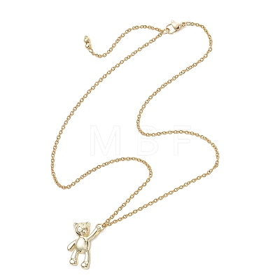 Alloy Bear Pendant 304 Stainless Steel Cable Chain Necklaces for Women NJEW-JN05739-1