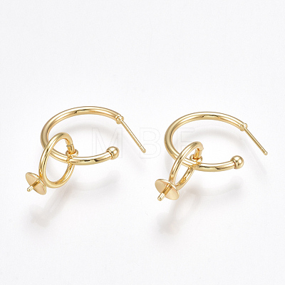Brass Stud Earring Findings KK-T038-315G-1