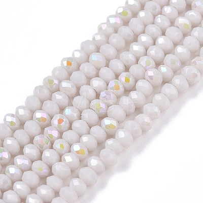 Electroplate Opaque Solid Color Glass Beads Strands EGLA-A044-P1mm-L19-1