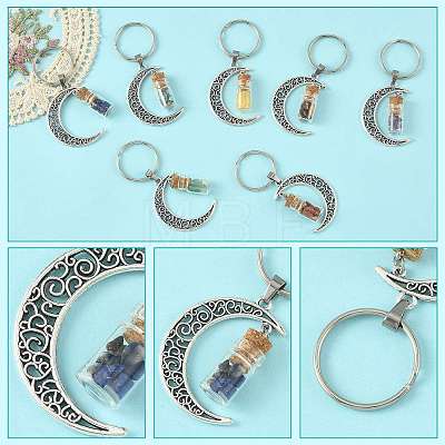 7Pcs Moon Alloy Pendant Decorations HJEW-FS00086-1