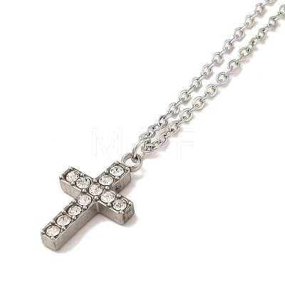 304 Stainless Steel Cross Pendant Necklaces & Bracelets & Stud Earrings Sets for Women SJEW-C004-12P-1