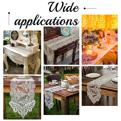 Polyester Lace Table Runners AJEW-WH0248-533A-1