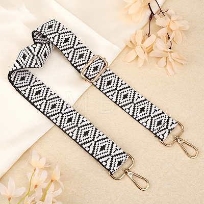 Two Tone Rhombus Pattern Polycotton Braided Adjustable Bag Handles FIND-WH0129-23A-1