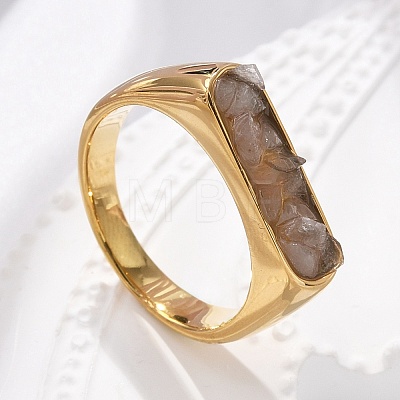 Rectangle Natural Quartz Crystal Chips Finger Rings RJEW-D303-02G-02-1