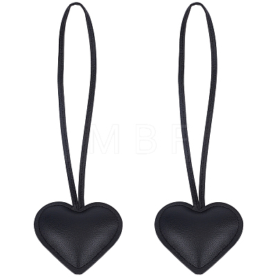 PU Leather Heart Pendant Decorations HJEW-CL0001-12B-1