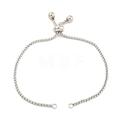 Non-Tarnish Adjustable 304 Stainless Steel Box Chain Slider Bracelet Making MAK-L038-001P-04-1