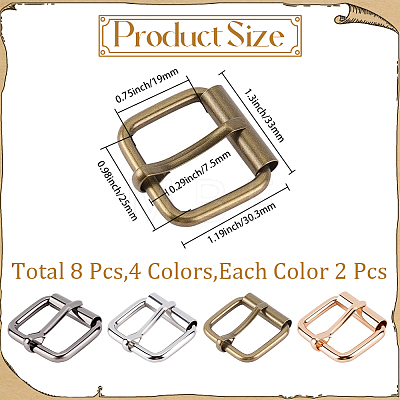 8Pcs 4 Colors Roller Buckles for Bag Strap Connector IFIN-CL0001-12-1