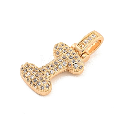 Brass Micro Pave Clear Cubic Zirconia Pendants KK-B099-01G-I-1