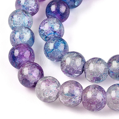 Baking Painted Crackle Glass Bead Strands DGLA-R053-03M-A-1