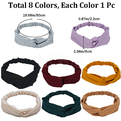 Gorgecraft 8Pcs 8 Colors Cloth Headband OHAR-GF0001-30-1
