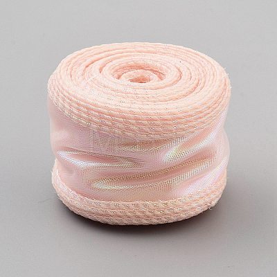 10 Yards Polyester Iridescent Lace Ribbon OCOR-WH20001-12D-1