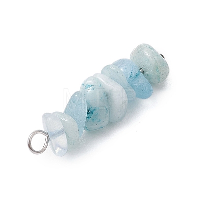 3Pcs Natural Aquamarine & Flower Amazonite & Synthetic Stone Chip Beaded Constellation Pendants PALLOY-JF03043-11-1