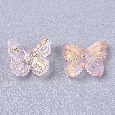 Transparent Spray Painted Glass Charms GLAA-N035-08A-B01-1