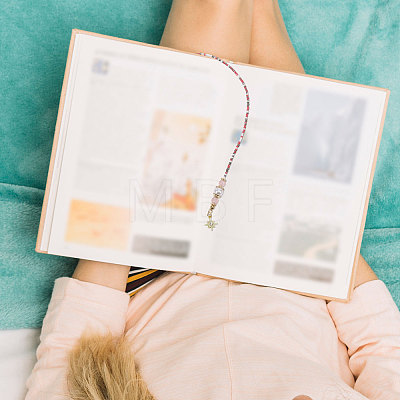 2Pcs Plastic Bead with Zinc Alloy Enamel Charms Bookmarks AJEW-GL0003-52A-1