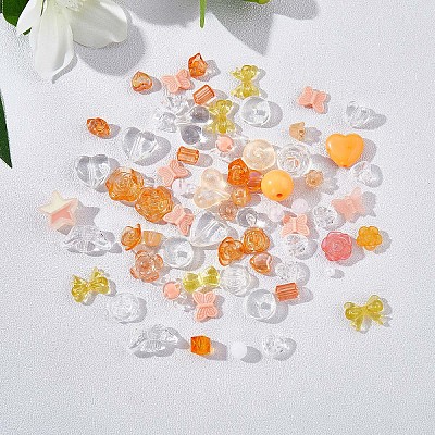 150 Pieces Random Rose Acrylic Beads Bear Pastel Spacer Beads Butterfly Loose Beads for Jewelry Keychain Phone Lanyard Making JX543I-1