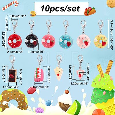 Resin Doughnut & Cake Pendant Decorations HJEW-PH01550-1