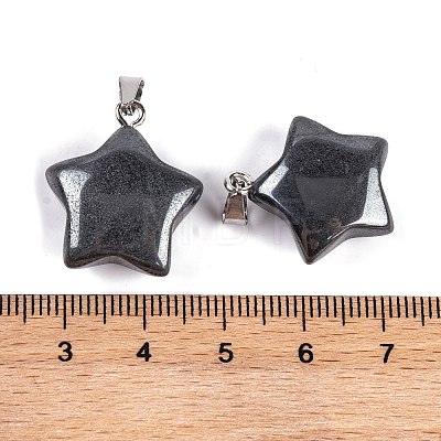 Natural Black Stone Pendants G-Q172-09P-02-1