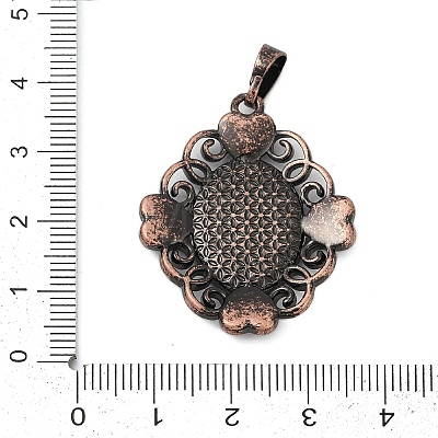 Heart with Oval Brass Pendant Cabochon Settings KK-S521-06RC-1