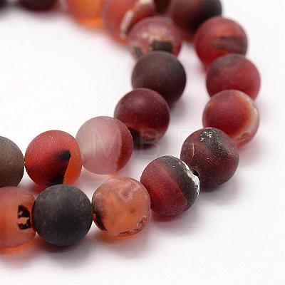 Frosted Natural Agate Beads Strands G-F365-6mm-01-1